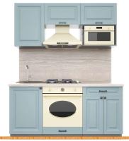 Кухня Интерлиния Мила Деко 1.7 (океан-океан-травертин серый) картинка