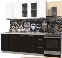 Кухня Интерлиния Мила Пластик 1.9 Б (черный глянец/белый глянец/опал светлый) картинка