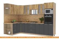 Кухня Интерлиния Мила 1.68x3.0 левая (дуб золотой-антрацит-дуб бунратти) картинка