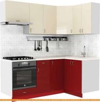 Кухня S-Company Клео глоcс 1.2x2.0 правая (бургундский глянец/ваниль глянец) картинка