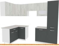 Кухня ВерсоМебель Эко-5 1.4x2.6 левая (дуб крафт белый/антрацит) картинка