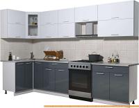Кухня Интерлиния Мила Gloss 60-12x31 (белый/асфальт глянец) картинка