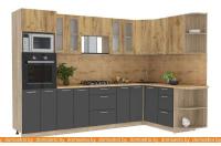 Кухня Интерлиния Мила 1.68x3.0 правая (дуб золотой-антрацит-дуб бунратти) картинка
