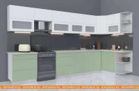 Кухня Интерлиния Мила Матте 1.5x3.8 Б правая (белый-мята-опал светлый) картинка