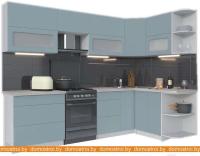 Кухня Интерлиния Мила Матте 1.5x2.8 Б правая (океан-океан-травертин серый) картинка