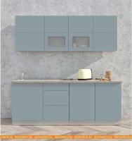 Кухня Интерлиния Мила Матте 2.1 А (океан/океан/травертин серый) картинка