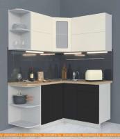 Кухня Интерлиния Мила Матте 1.5x1.4 А правая (слон кость-пепел-травертин серый) картинка