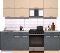 Кухня Интерлиния Мила Gloss 60-23 (ваниль/асфальт глянец) картинка
