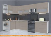 Кухня Интерлиния Мила Матте 1.5x3.2 Б правая (луна-луна-травертин серый) картинка