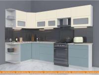 Кухня Интерлиния Мила Матте 1.5x3.0 Б правая (слоновая кость-океан-опал светлый) картинка