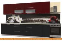 Кухня Интерлиния Мила Пластик 3.2 В (черный глянец-бордо глянец-опал светлый) картинка