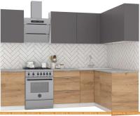 Кухня Интермебель Микс Топ-25 2x1.52м правая (графит сер-дуб крафт зол-ателье св.) картинка