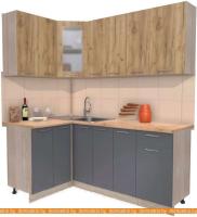 Кухня Интерлиния Мила 12x19 (дуб золотой-антрацит-дуб бунратти) картинка