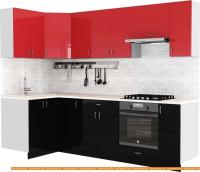 Кухня S-Company Клео глоcс 1.2x2.6 левая (черный глянец/красный глянец) картинка