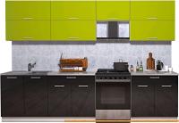 Кухня Интерлиния Мила Gloss 60-30 (яблоко/черный глянец) картинка