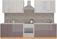 Кухня ВерсоМебель ВерсоЛайн 7-2.4 (белый 001/глициния 029) картинка