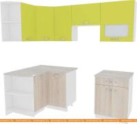 Кухня ВерсоМебель Эко-5 1.2x2.1 левая (ясень шимо светлый/зеленый лайм) картинка
