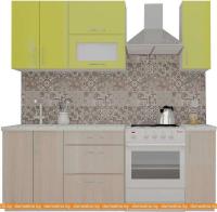 Кухня ВерсоМебель ВерсоЛайн 2-1.5 (зеленый лайм/ясень шимо светлый) картинка