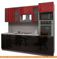 Кухня Интерлиния Мила Gloss 2.5 (красный-черный) картинка