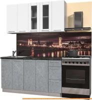 Кухня Интерлиния Мила Пластик 1.5 Б (мрамор/белый глянец/кастилло темный) картинка