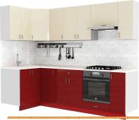 Кухня S-Company Клео глоcс 1.2x2.6 левая (бургундский глянец/ваниль глянец) картинка