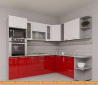 Кухня Интерлиния Мила Gloss 1.88x2.4 правая (белый-красный) картинка