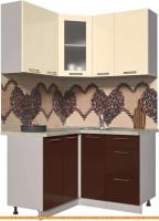 Кухня Интерлиния Мила Пластик 1.2x1.3 (шоколад глянец/ваниль глянец/опал светлый) картинка