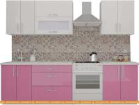Кухня ВерсоМебель ВерсоЛайн 8-2.1 (белый 001/розовый 011) картинка