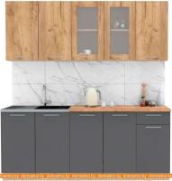 Кухня Интерлиния Мила 20 (дуб золотой-антрацит-дуб бунратти) картинка