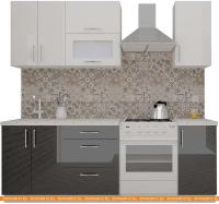 Кухня ВерсоМебель ВерсоЛайн 8-1.6 (белый 001/черный 020) картинка