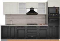 Кухня Интерлиния Мила Деко 3.0 (слоновая кость-пепел-травертин серый) картинка