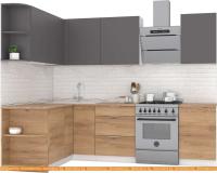 Кухня Интермебель Микс Топ-15 2x1.6м левая (графит серый-дуб крафт зол-дуб зол) картинка