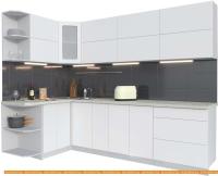 Кухня Интерлиния Мила Матте 1.5x2.7 А левая (белый-белый-опал светлый) картинка