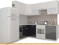 Кухня ВерсоМебель ЭкоЛайт-5 1.4x2.2 левая (белый/черный графит) картинка