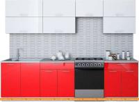 Кухня Интерлиния Мила Gloss 60-28 (белый/красный) картинка