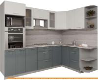 Кухня Интерлиния Мила Gloss 1.68x2.8 правая (белый-асфальт) картинка