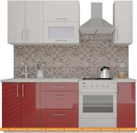 Кухня ВерсоМебель ВерсоЛайн 4-1.5 (белый 001/бургундский 602) картинка