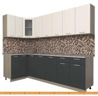 Кухня Интерлиния Мила 12x26 (вудлайн кремовый-антрацит-бискайская сосна) картинка