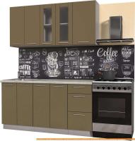 Кухня Интерлиния Мила Пластик 1.6 Б (капучино глянец/опал светлый) картинка