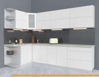 Кухня Интерлиния Мила Матте 1.5x2.9 А левая (белый/белый/опал светлый) картинка