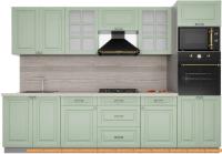 Кухня Интерлиния Мила Деко 3.0 (мята-мята-травертин серый) картинка