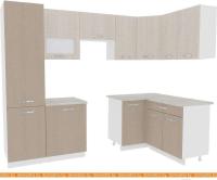 Кухня ВерсоМебель Эко-5 1.4x2.6 правая (крослайн латте/крослайн карамель) картинка