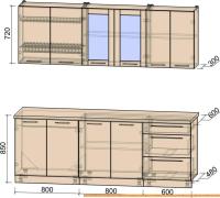 Кухня Интерлиния Мила Пластик 2.2 Б (мрамор/белый глянец/кастилло темный) картинка