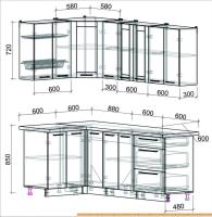 Кухня Интерлиния Мила Пластик 1.2x2.1 (мрамор/белый глянец/кастилло темный) картинка