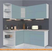 Кухня Интерлиния Мила Матте 1.5x1.8 А левая (океан/океан/травертин серый) картинка