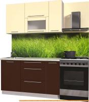 Кухня Интерлиния Мила Пластик 2.2 В (шоколад глянец/ваниль глянец/опал светлый) картинка