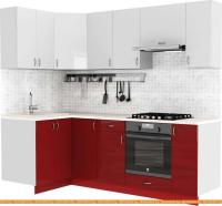 Кухня S-Company Клео глосc 1.2x2.3 левая (бургундский глянец/белый глянец) картинка