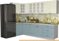 Кухня Интерлиния Мила Деко 1.2x2.9 (слоновая кость/океан/опал светлый) картинка