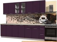 Кухня Интерлиния Мила Пластик 2.7 Б (слива глянец/опал светлый) картинка