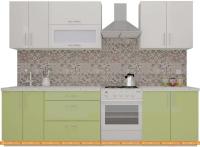 Кухня ВерсоМебель ВерсоЛайн 8-2.2 (белый 001/нежно-зеленый 032) картинка